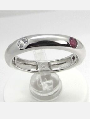 Sterling Silver Red & White Stones infinity Band Ring 7.5